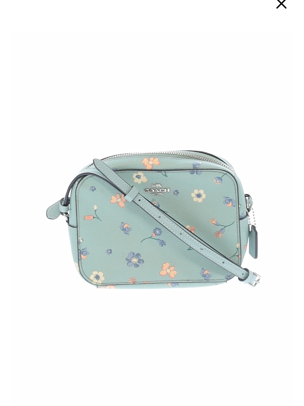 Coach Jamie mini camera crossbody bag light blue mystical floral print